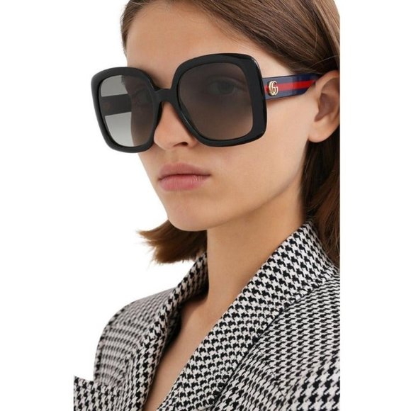 FINAL PRICE NEW GUCCI GG0713S 001 BLACK GREY SQUARE SUNGLASSES